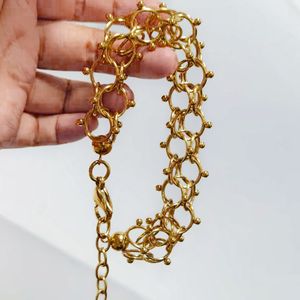 Chunky Edelstahl Collier Maille Zyklon Kugel kette Halskette Kreis Armband 18 Karat Gold PVD plattiert Schmuck Set Hohl ohrring - Product Image 3