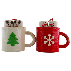 Haute qualité fait à la main noël paillettes Cupcake bonhomme de neige avec renne bois pendentif ornement pour arbre de noël fête cadeaux décor - Product Image 3