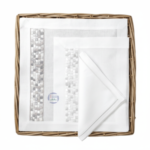 Machine brodée pour napperon et serviettes de table, tissu 100% lin, haute qualité - Product Image 1
