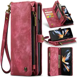 CaseMe Luxury Smart Case For Samsung Galaxy Fold 5 4 Shockproof Cell Phone Zipper Cover For Samsung Galaxy Z Fold 4 Leather Case