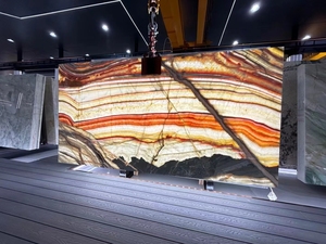 قوس قزح ملون عقيق رخامي ألواح كبيرة من حجر اليشم عقيق أونيكس رخامي فيلا فندقية فاخرة - Product Image 3