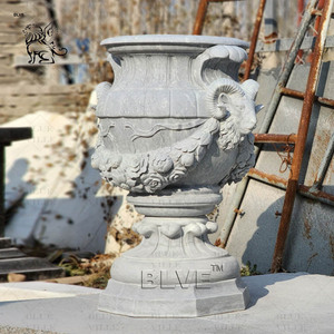 BLVE décoratif extérieur sculpté à la main Style occidental grand Vase classique granit naturel marbre jardin <span class=keywords><strong>pot</strong></span> <span class=keywords><strong>de</strong></span> <span class=keywords><strong>fleurs</strong></span> - Product Image 2