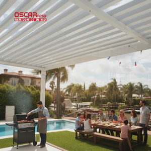 Pergola en aluminium carré personnalisée, imperméable, pour jardin, patio, <span class=keywords><strong>piscine</strong></span>, à <span class=keywords><strong>prix</strong></span> d'usine - Product Image 1