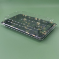 Boîte à sushi transparente jetable avec impression personnalisée, conteneur rectangulaire à emporter avec couvercle à fermeture sécurisée