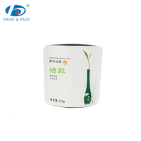 Sachet Doypack Personnalisé pour Thé Blanc avec Motif Feuille Verte Imprimé et Options de Petites Tailles pour Marques de Thé