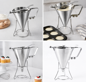 Dispenseur de pâte et de confiture quantitatif spécial pour la décoration de gâteaux, avec entonnoir pour sauce chocolat et support pliable, pour machine à <span class=keywords><strong>donuts</strong></span> et desserts - Product Image 6