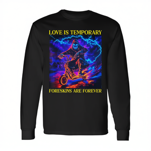 T-shirt a maniche lunghe Foreskins Are Forever, design grafico nero, abbigliamento unisex - Product Image 2