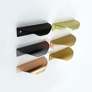 Finger Edge Pull Handles for Dresser Bedroom Kitchen Cabinet Aluminium Alloy Furniture Handle <strong>Knob</strong> Durable Modern Design Chrome - Product Image 5