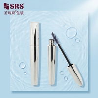 Flacon de mascara SRS 7ml en argent métallisé de luxe avec applicateur pour un maquillage des cils haut de gamme