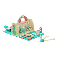 Ensemble de jouets médicaux portables et pliables en bois pour enfants : ambulance, accessoires de docteur, jeux d'imitation, trousse de jeu médical à emporter