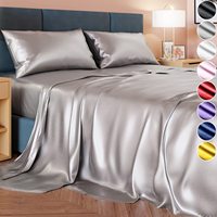 Ensemble de draps en Satin noir soyeux de luxe, 6 pièces, en gros