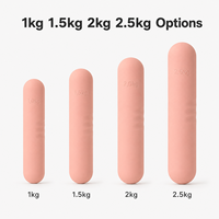 Haltères en fonte recouverts de silicone en gros, disponibles en 1 kg, 1,5 kg, 2 kg, 2,5 kg, avec logo personnalisé, pour les marques de Pilates, Yoga et Fitness