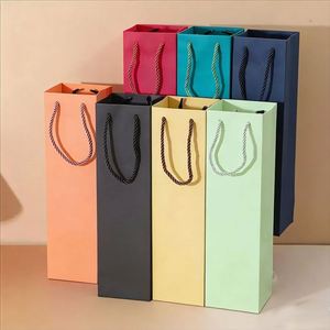 Wholesale Custom Reusable Wine Tote Bag | Kraft <b>Paper</b> Champagne Bottle Handheld Bag - Product Image 2