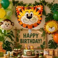 Globos de Mylar con Forma de Cabeza de Animales del Bosque, Serie BLN, Tigre, León, Jirafa, Cebra, Decoración para Fiestas, Venta al Por Mayor