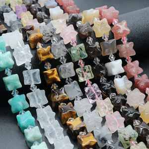 Perline sfuse in cristallo naturale di quarzo rosa, occhio di tigre e pietre multicolori, a forma di Merkaba e pentagramma, per la creazione di gioielli fai da te, Cina - Product Image 4