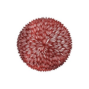 Tovaglietta rotonda in PVC rosso con decorazione a forma di fiore, diametro [specificare il diametro]. 38 cm - Product Image 1