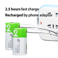 Baterai C Isi Ulang Grosir Tipe-C USB 5000mWh Garansi 2 Tahun Hijau+Putih 1.5V Lithium Ion Ukuran C Smartoools