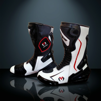 Bottes de moto en cuir pour hommes, fermeture éclair, mi-mollet, légères, respirantes, logo et couleur personnalisés, chaussures de course et de tourisme