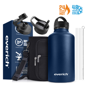 Vente en gros, nouveauté, flacon à vide sport à double paroi de 64oz, <span class=keywords><strong>bouteille</strong></span> d'eau isolée en acier inoxydable avec couvercle en paille et logo - Product Image 4