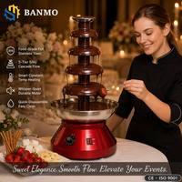 Fontaine à chocolat 4 niveaux en acier inoxydable, base rouge, 3000 ml, tour de fondue, pour fêtes et mariages, prix usine, vente en gros