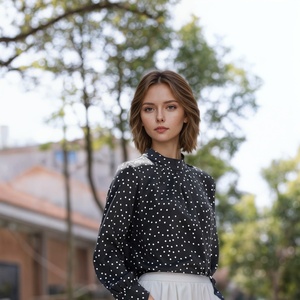 Camicetta <span class=keywords><strong>elegante</strong></span> e confortevole da <span class=keywords><strong>donna</strong></span> camicia da <span class=keywords><strong>donna</strong></span> in seta di gelso traspirante con colletto rialzato stile Casual intrecciata per la primavera estate - Product Image 2