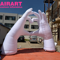 Main gonflable blanche en forme de cœur, arche gonflable en forme de main pour la décoration et l'exposition