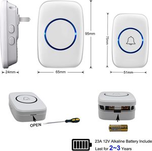 STELLAR PATH Waterproof Home 300M Wireless Doorbell 60 Chime EU/UK/US <b>Plug</b> Smart Doorbell for Apartment Modern Design 1 Year - Product Image 2