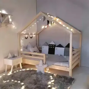 튼튼한 안정적인 신중하게 디자인 나무 이층 침대 단단한 나무 아기 집 침대