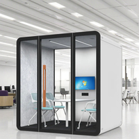 Cabine de conférence insonorisée moderne pour hôtels et centres commerciaux, avec matériaux absorbants le son et faible niveau sonore