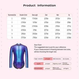 Maillot de Gimnasia Metálico para Niñas, Manga Larga, Cierre Frontal, Cuello Alto, para Competencia y Actuación, Hecho a Medida - Product Image 6