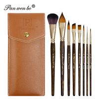 Panwenbo – Lot de 8 pinceaux professionnels en poils de Kolinsky pour aquarelle, idéal pour artistes débutants et en voyage