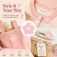 Patch brodé mini fleur rose de 1,6 cm, appliqué à coudre pour vêtements, sacs, chapeaux, accessoires pour cheveux et projets de bricolage.