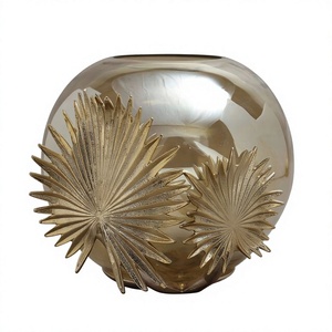 Vase à fleurs en métal de grande taille, design feuille, artisanal, de haute qualité, décoratif, pour la maison, l'hôtel, le restaurant, ornement de mariage - Product Image 1