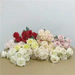 D-3012 9 Kepala Pernikahan Dekorasi Blush Pink Rose Bouquet Buatan