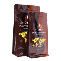 Sachet d'emballage de café personnalisé 8oz 1lb 2lb, pochette à fond plat avec valve, sac à grains de café refermable à fermeture éclair