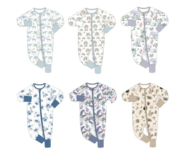 Wholesale Knitted Baby Romper Smocked Children's Clothing with Zipper Closure Casual Footed Pajamas Sleeper