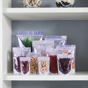 Độ ẩm-proof Stand-Up <span class=keywords><strong>Pouch</strong></span> với dây kéo bạc rõ ràng cửa sổ kẹo Mylar túi cho trái cây khô túi nhựa thả - Product Image 1