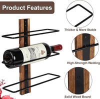 Casier à vin suspendu en bois d'Acia bambou présentoir à 3 niveaux Led en bois mural suspendu porte-bouteille casier à vin en verre et porte-verre