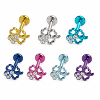 Anting Fashion HGC G23 Titanium Bunga Bulat Zirkon Bening untuk Wanita, Perhiasan Tindik Tubuh Helix Daith Tragus Labret