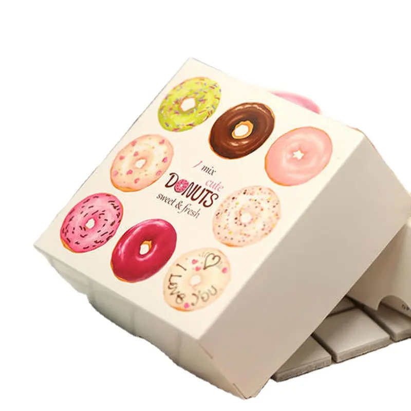 Grosir Cetakan Warna Pastri Menangani Donat Desain Kustom Kemasan Kotak Cupcake