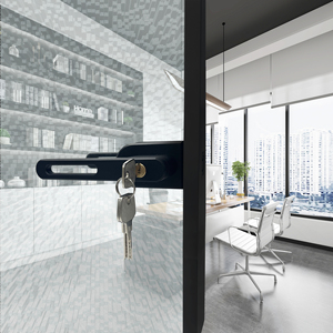 Chine Usine Moderne Bureau Porte En Verre avec Mince Cadre En Aluminium Levier Poignée Clés En Laiton Entrée Partition Mur Serrure Cylindres - Product Image 6