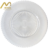 Assiettes de présentation en verre transparent en gros, grand stock pour mariages, restaurants, hôtels, assiette de présentation de 13 pouces