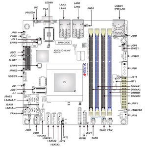 Placa Base para Servidor Mini-ITX MBD-A2SDI-12C-HLN4F con un Solo Socket FCBGA-1310, Compatible con DDR4, Nuevo, Entrega Rápida, Buen Precio - Product Image 3