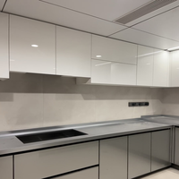Kabinet Dapur Modular Modern dari Baja Tahan Karat dengan Pintu Kaca Tahan Api Ramah Lingkungan Siap Pakai Solusi Dapur Satu Atap
