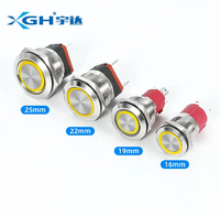 Interrupteur à bouton-poussoir métallique momentané auto-bloquant étanche IP67 à courant élevé 22mm 15A 20A 12V 110V 220V LED