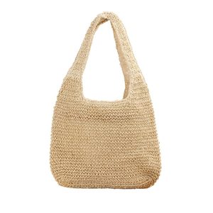 Promotional Cheap Wholesale Woven Custom Screen Printed Waterproof Straw Closure Modern Style Women Summer Beach Shoulder Bag