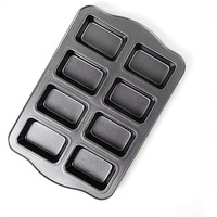 Moule à gâteau Financier en acier au carbone à 8 cavités, plaque de cuisson rectangulaire antiadhésive pour mini-pains, biscuits et brownies, pour la cuisson au four