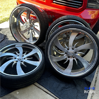Jantes en alliage forgées RCSR personnalisées de 24, 26 et 28 pouces, 5x120 5x1143, à rayons brossés et lèvre chromée, pour BMW/Benz/Audi/Chevy