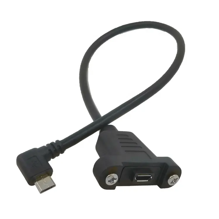 0.3M Micro B Type C Mini USB 5Pin Female Ke Sudut 90 Derajat Micro USB-C Mini USB Ekstensi Kabel Panel Panel