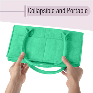 Organizador de Pañales Verde, Cesta Plegable para Bebé con Asa, Bolsa de Fieltro para Pañales, Lista de Regalos para Bebé, Búsqueda y Otros Artículos para Bebé - Product Image 5